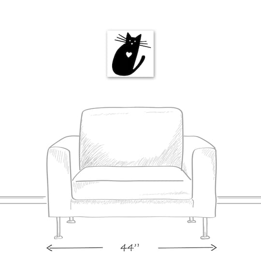 Cat Heart Silhouette Canvas Wall Art